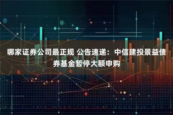 哪家证券公司最正规 公告速递：中信建投景益债券基金暂停大额申购
